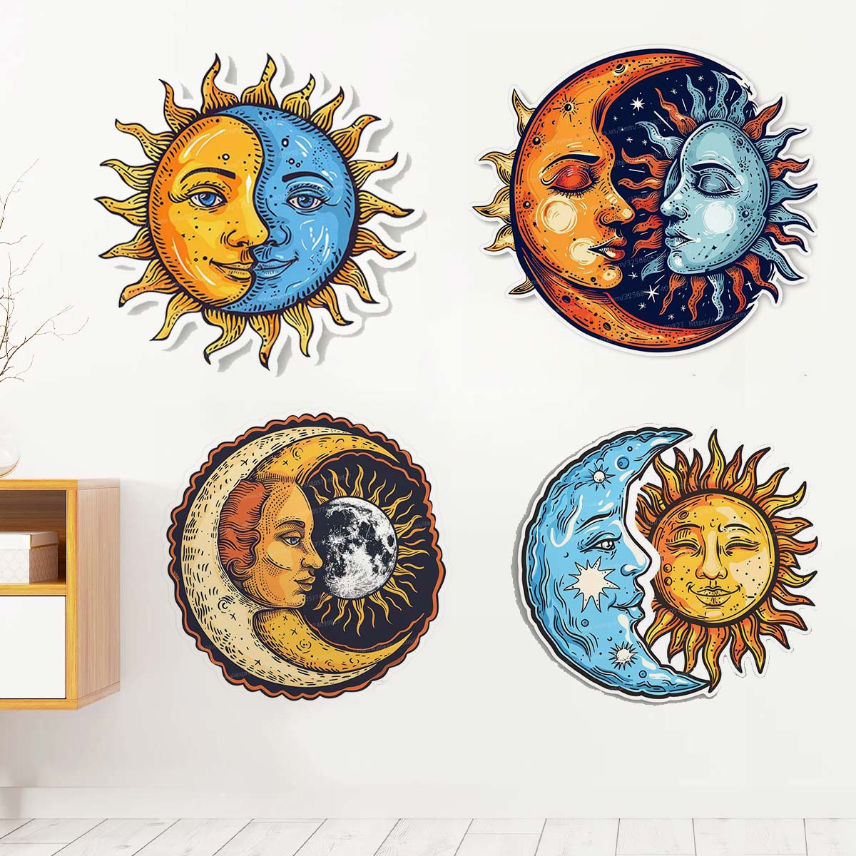 Home Bathroom Tiles - Sun and Moon Wall Sticker Bathroom