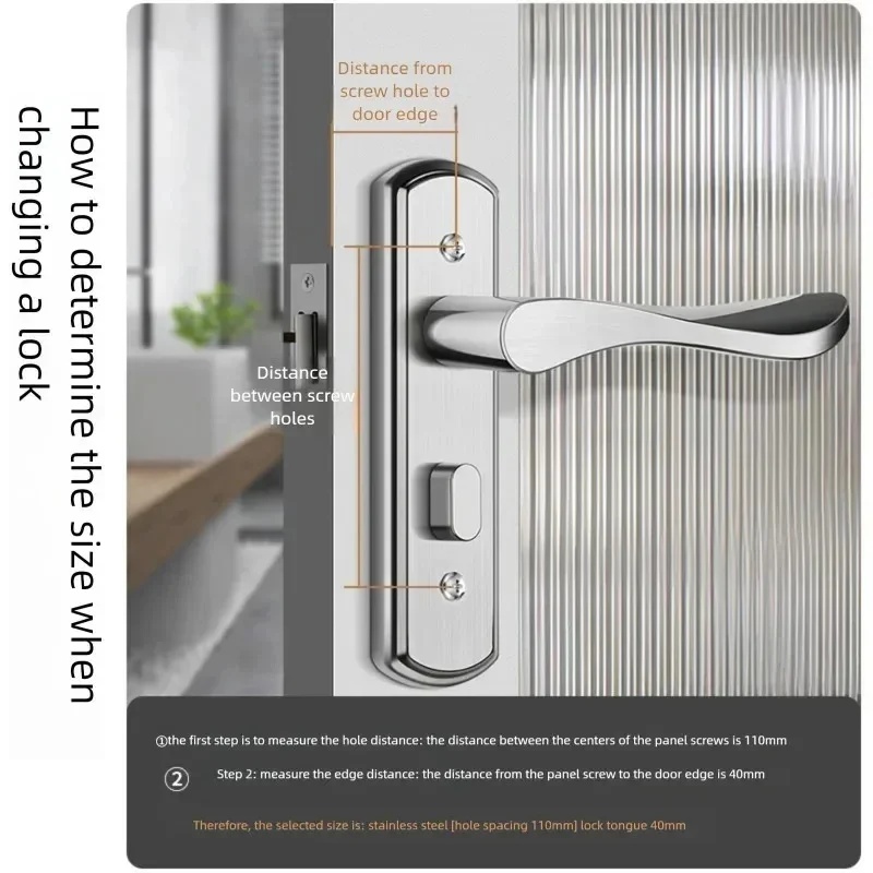 Home Bathroom Lock - Keyless Stainless Steel Indoor Door Lock