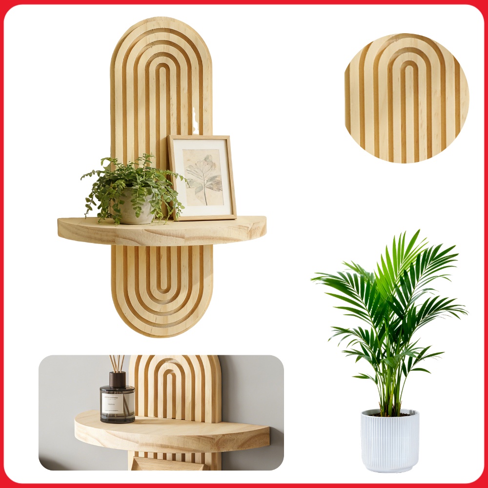 Home Bathroom Shelf - 1/2Pcs Decorative Floating Shelves Mid Century