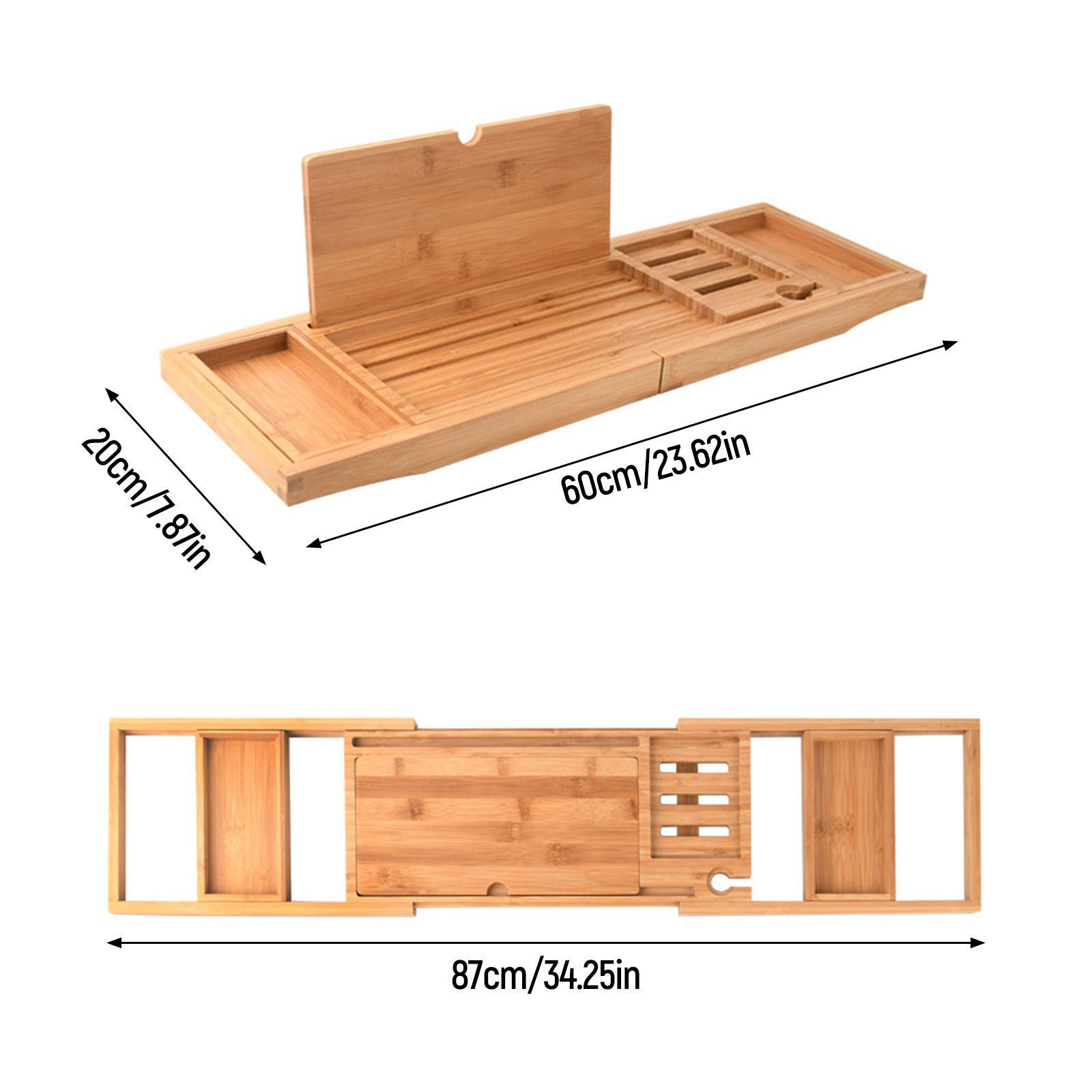 Bath Caddy Tray - Extendable Bathtub Caddy Tray Wooden Organizer