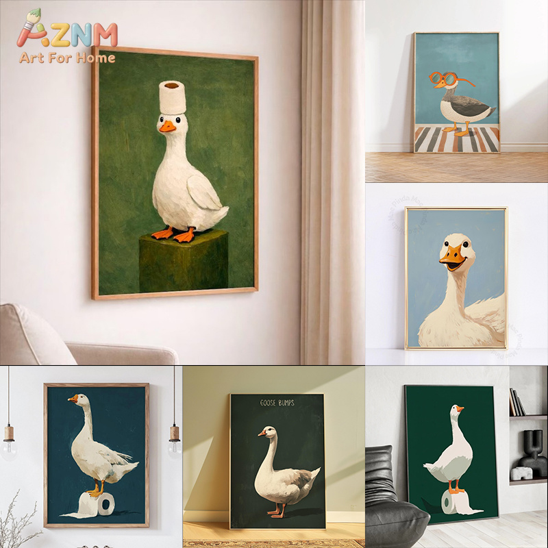 Home Bathroom Pictures - AZNM Funny White Duck Goose Canvas